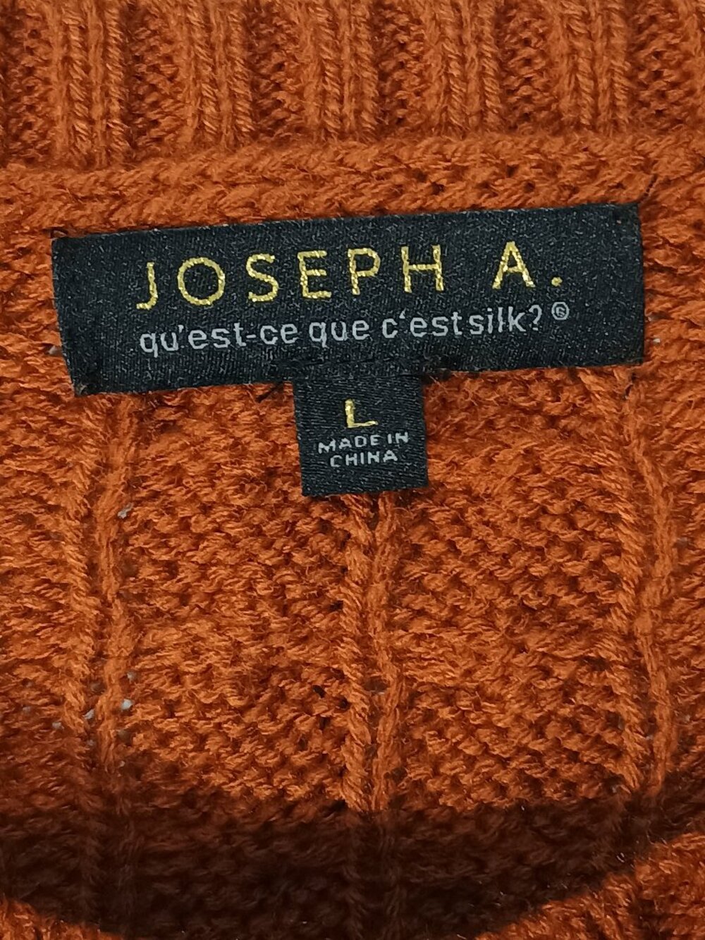 Joseph A Burnt Orange Cable Knit Sweater Women’s Large L Acrylic Crew Neck Pullo - Picture 4 of 7